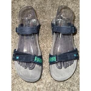 Merrell Strapless Leather Sport Slides Sandal Women’s 9 Open Toe Shoes Navy Blue